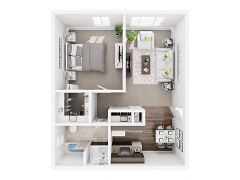 Floor plan for 1 bed, 1 bath, 700 sqft